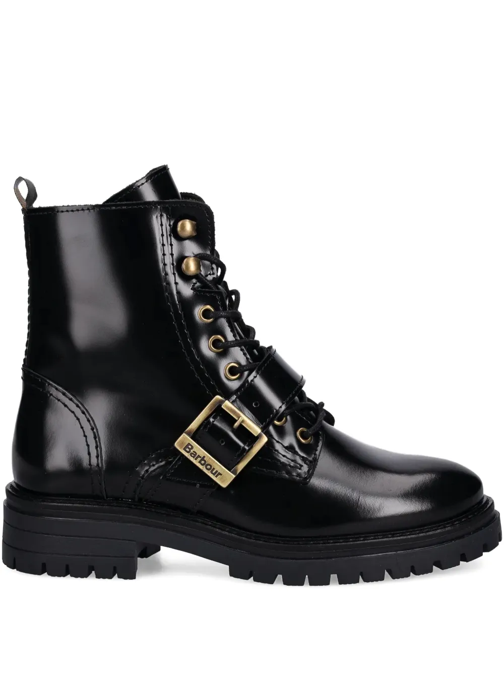 Barbour Buckle Lace-up Boots In Black