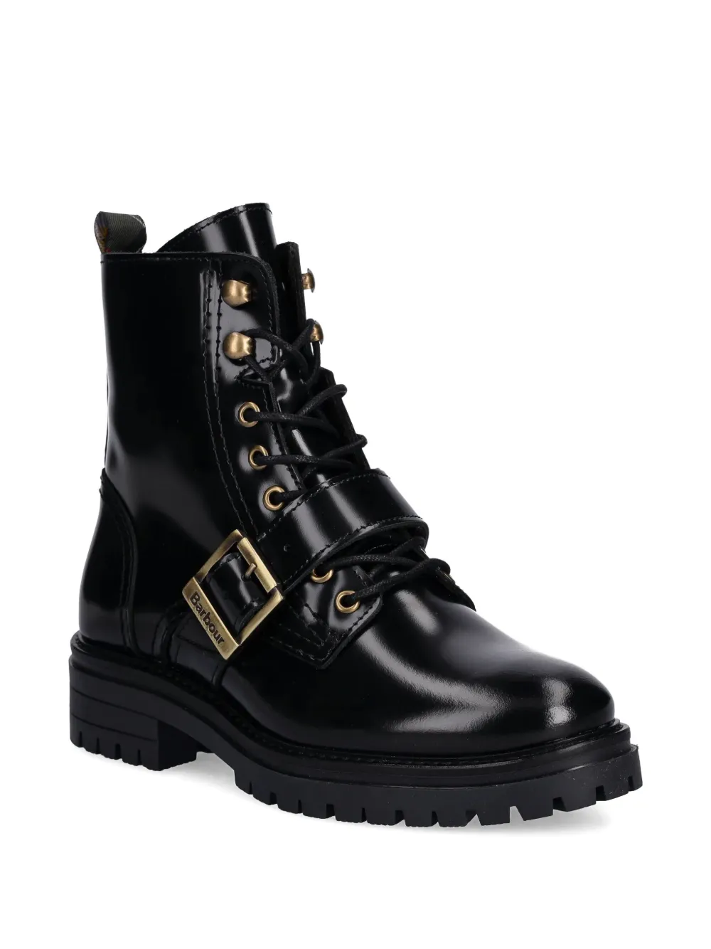 Barbour Buckle Lace-up Boots In Black
