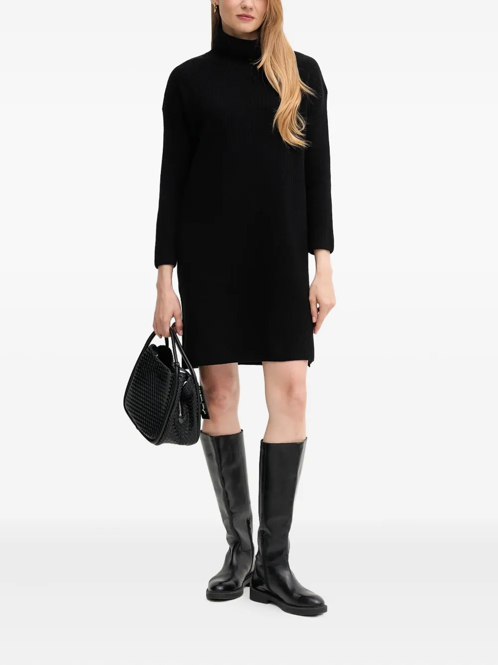 Barbour Geribbelde mini-jurk met col - Zwart