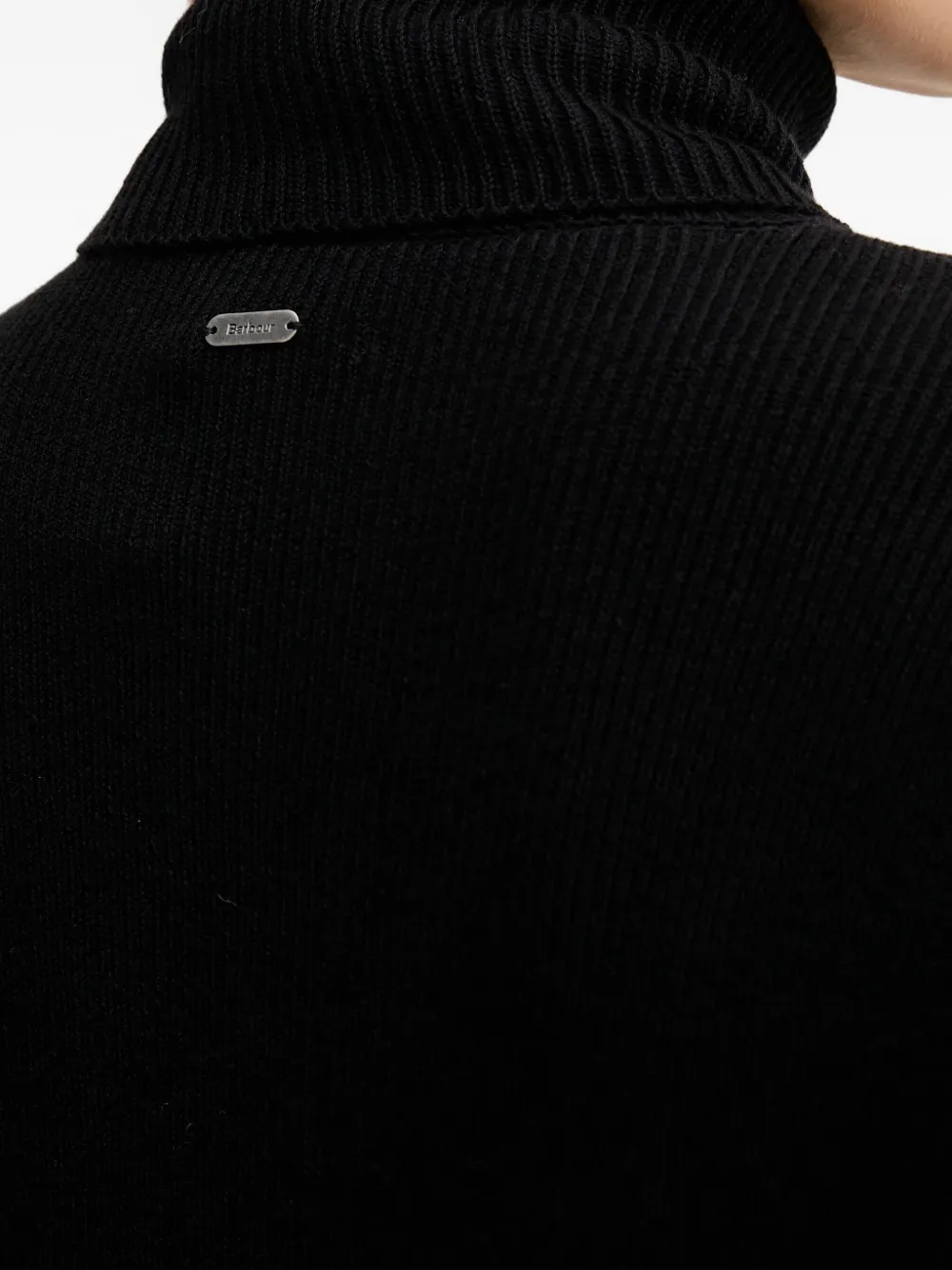 Barbour Geribbelde mini-jurk met col Zwart