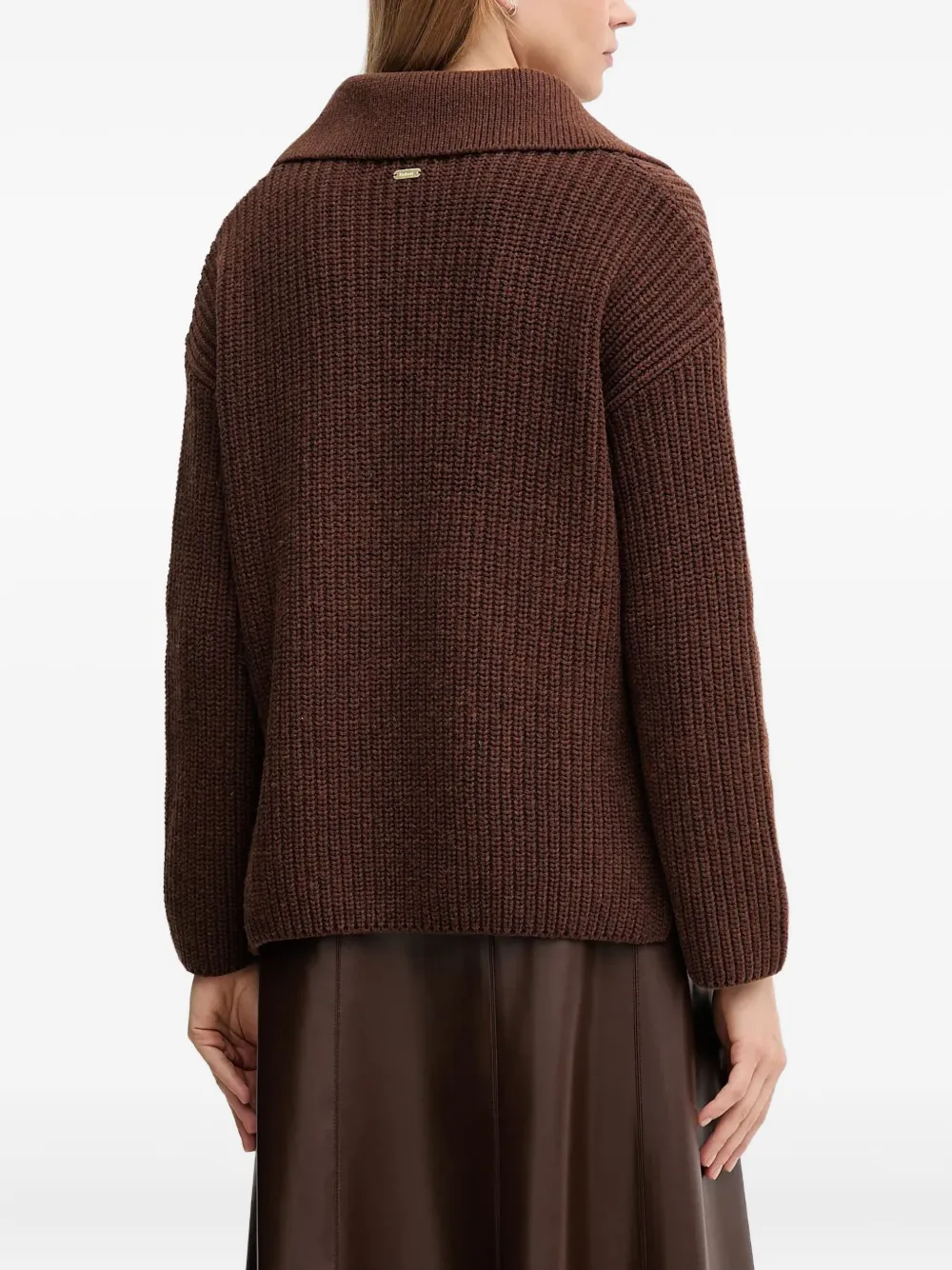 Barbour Gebreide trui met V-hals en kraag Bruin