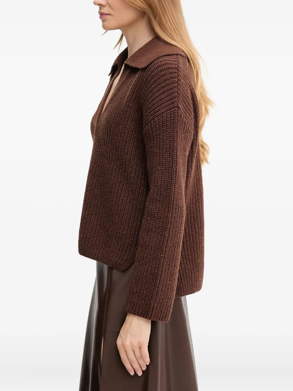 Barbour Gebreide trui met V-hals en kraag Bruin