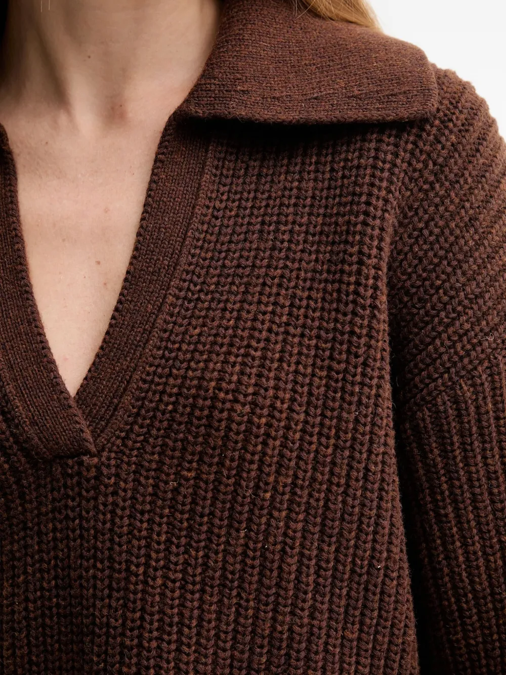 Barbour Gebreide trui met V-hals en kraag Bruin