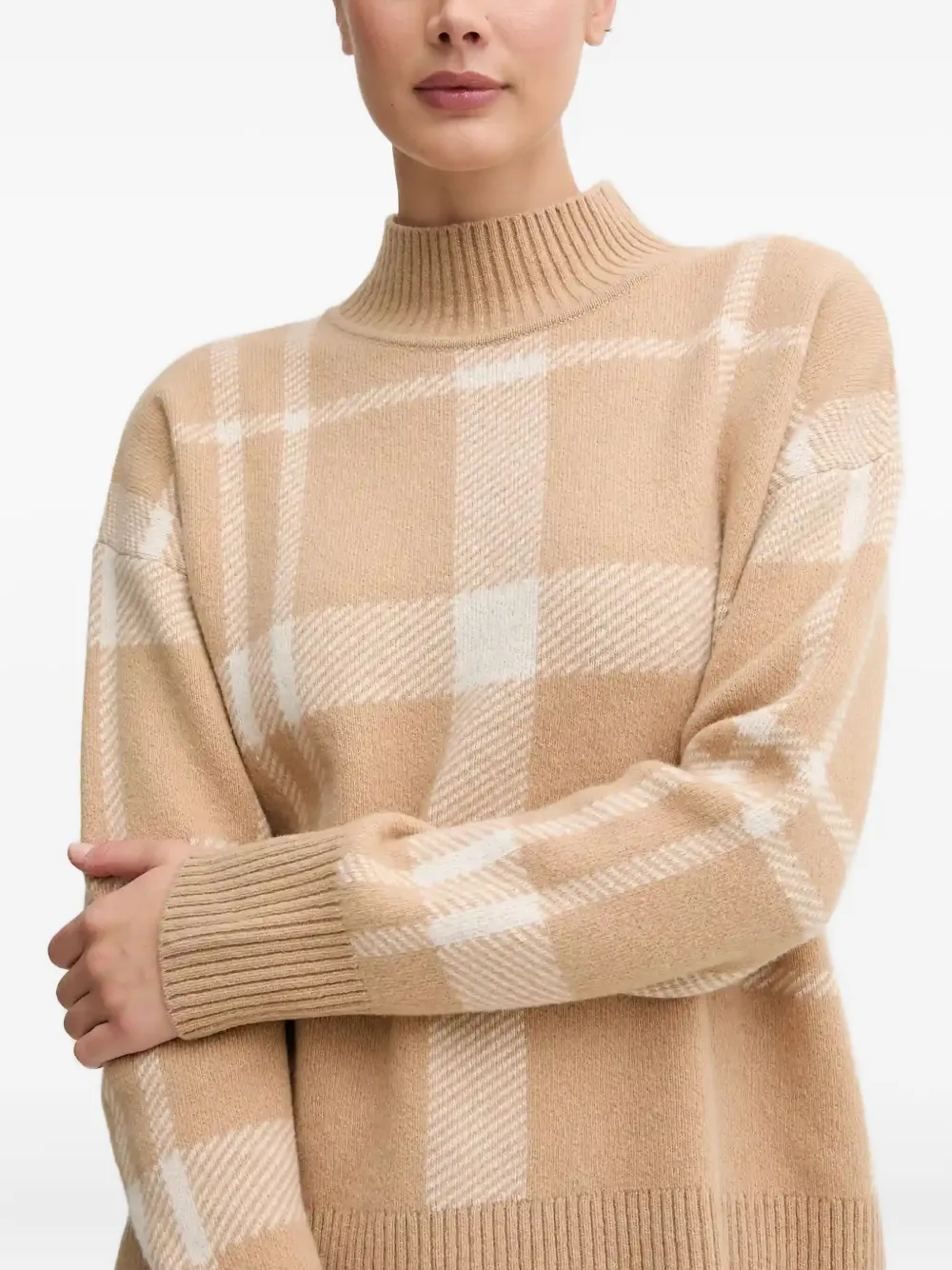 Barbour Geruite trui met hoge hals Beige