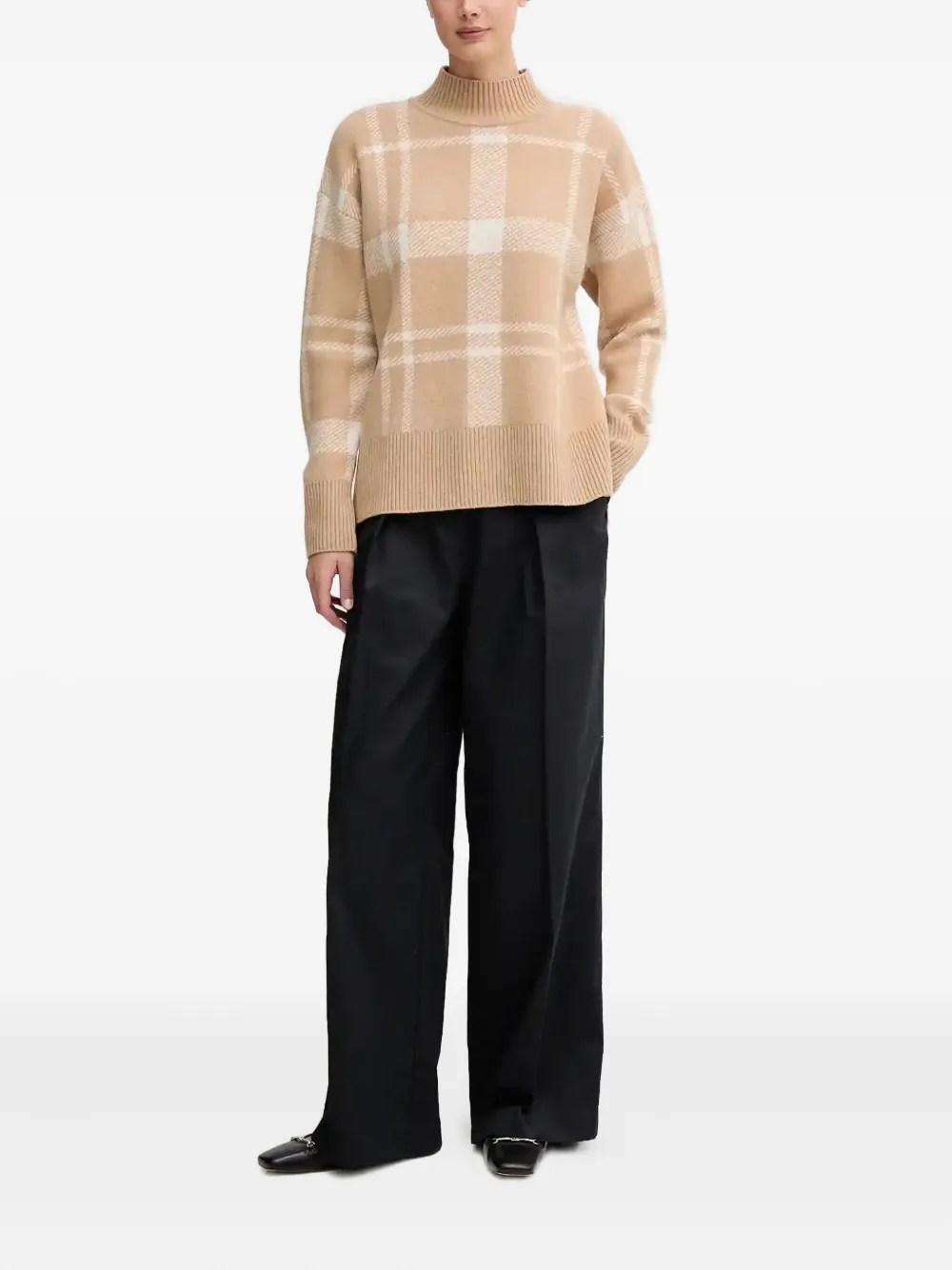 Barbour Geruite trui met hoge hals Beige