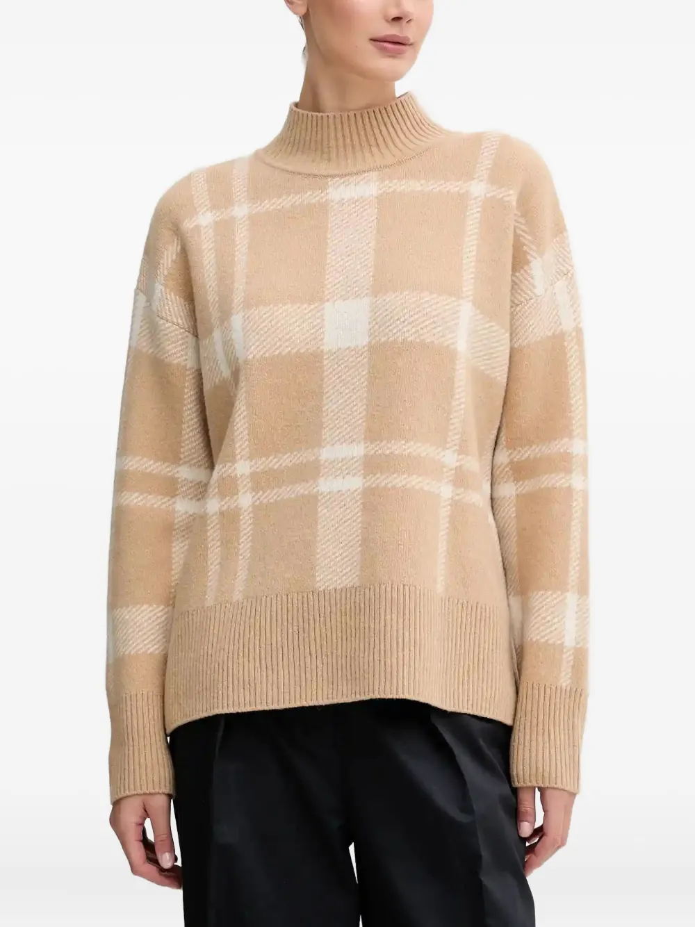 Barbour check high-neck sweater - Nude