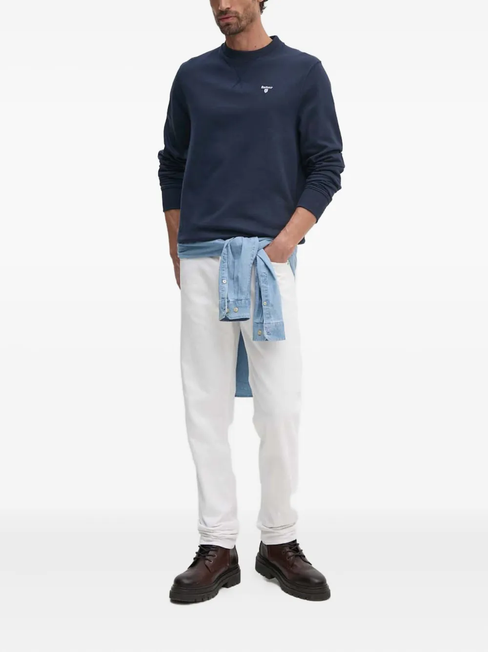 Barbour Beckhill sweater met borduurwerk en ronde hals - Blauw