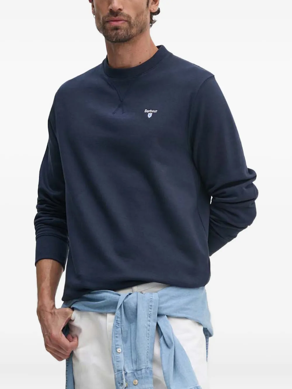 Barbour Beckhill Embroidered Crew-neck Sweatshirt In Blue