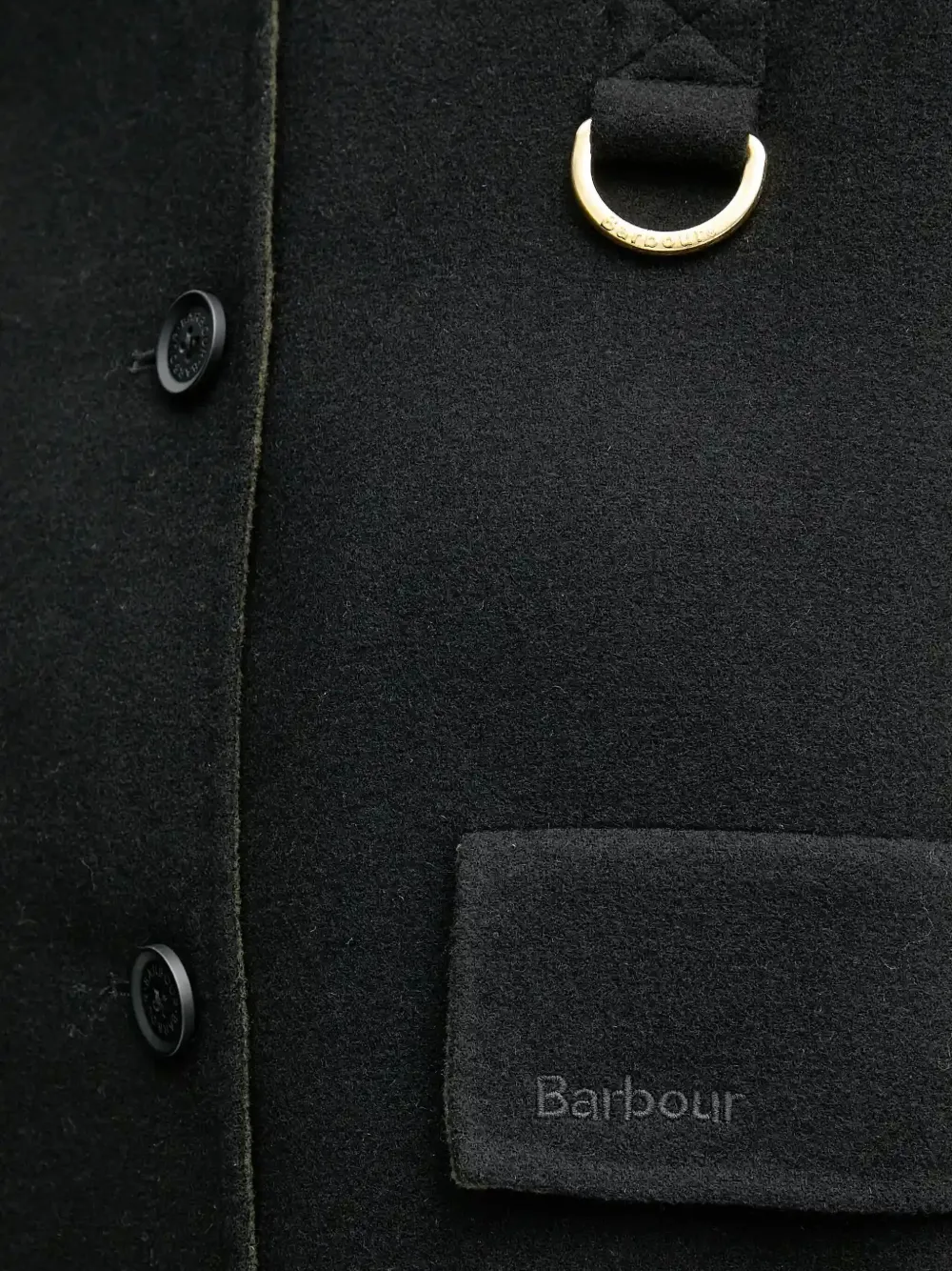 Barbour Jack met opgestikte zak en ring detail Zwart