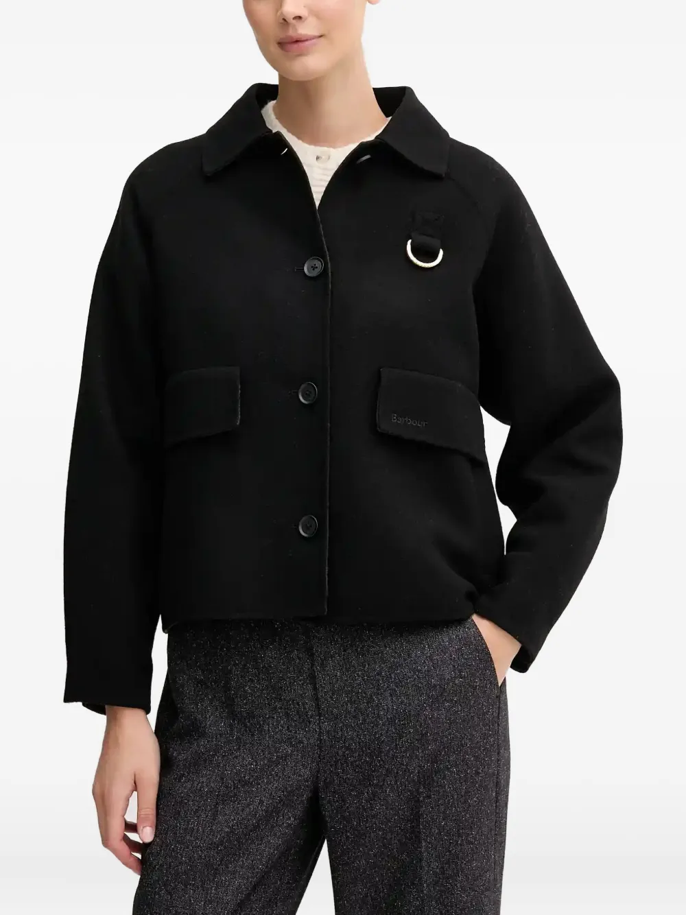 Barbour patch pocket ring jacket | Black | Image 1