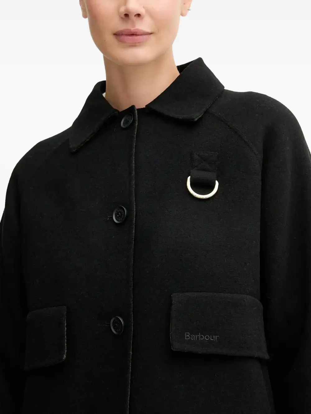 Barbour Jack met opgestikte zak en ring detail Zwart