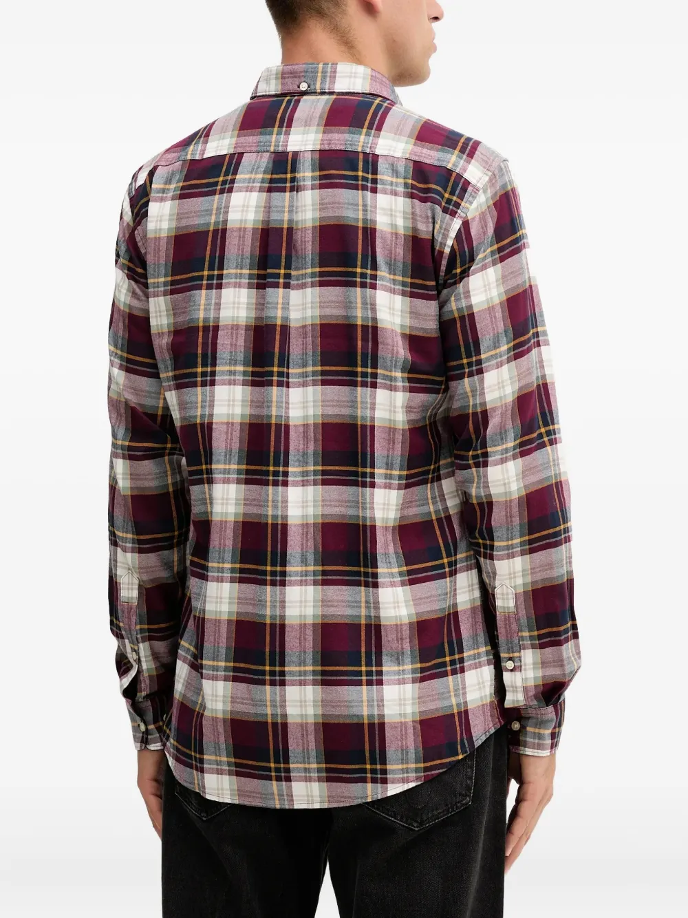 Barbour Logo-detail Plaid Shirt In Burgundy