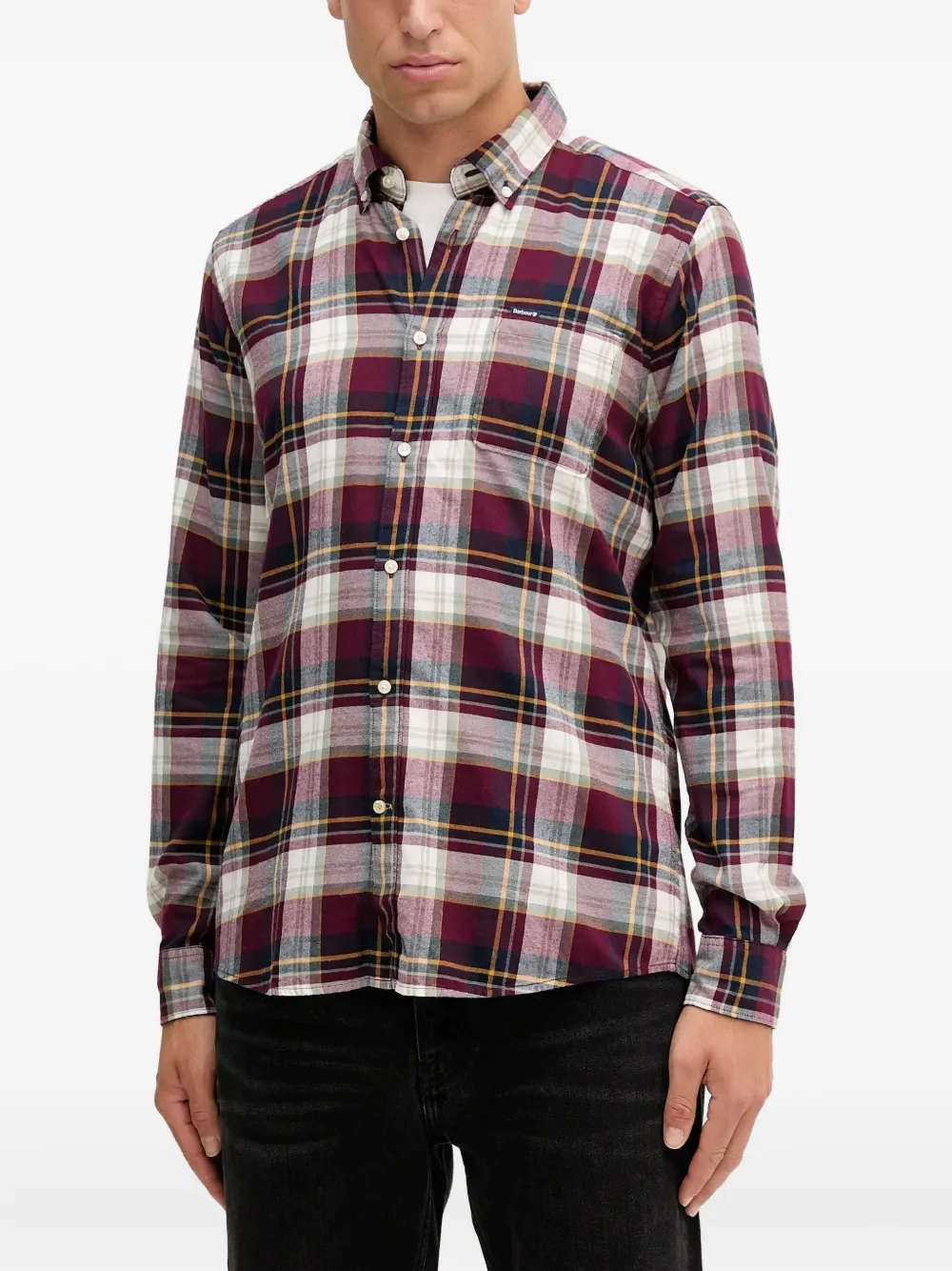 Barbour Logo-detail Plaid Shirt In Burgundy