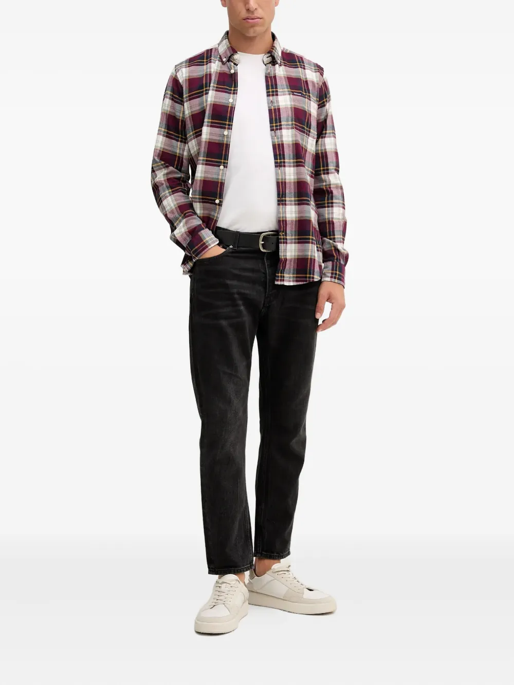 Barbour logo-detail plaid shirt - Rood
