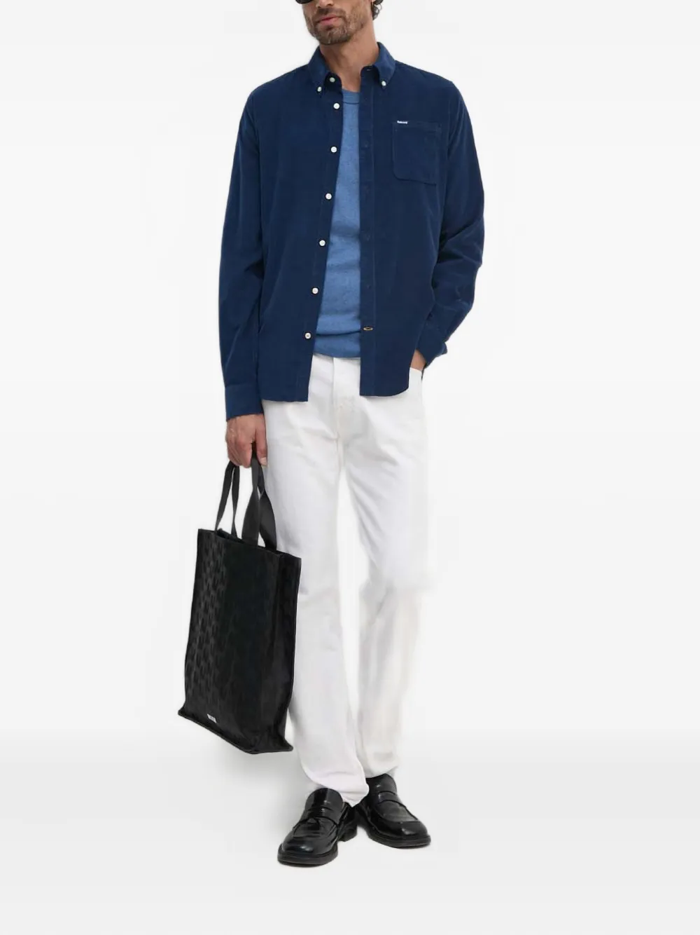 Barbour Ramsey ribfluwelen overhemd met zak - Blauw