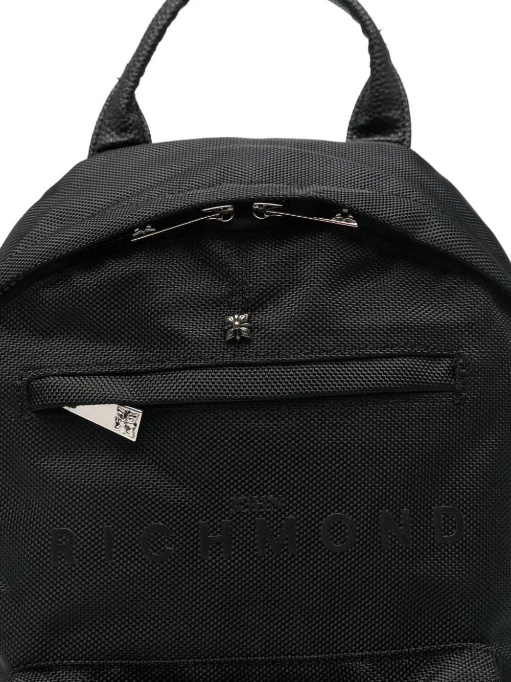 John Richmond Junior Rugzak met logoplakkaat en handgreep Zwart