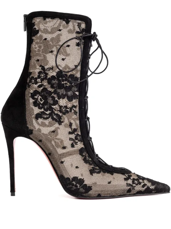 Christian Louboutin 100mm Km Lace Boots Black FARFETCH