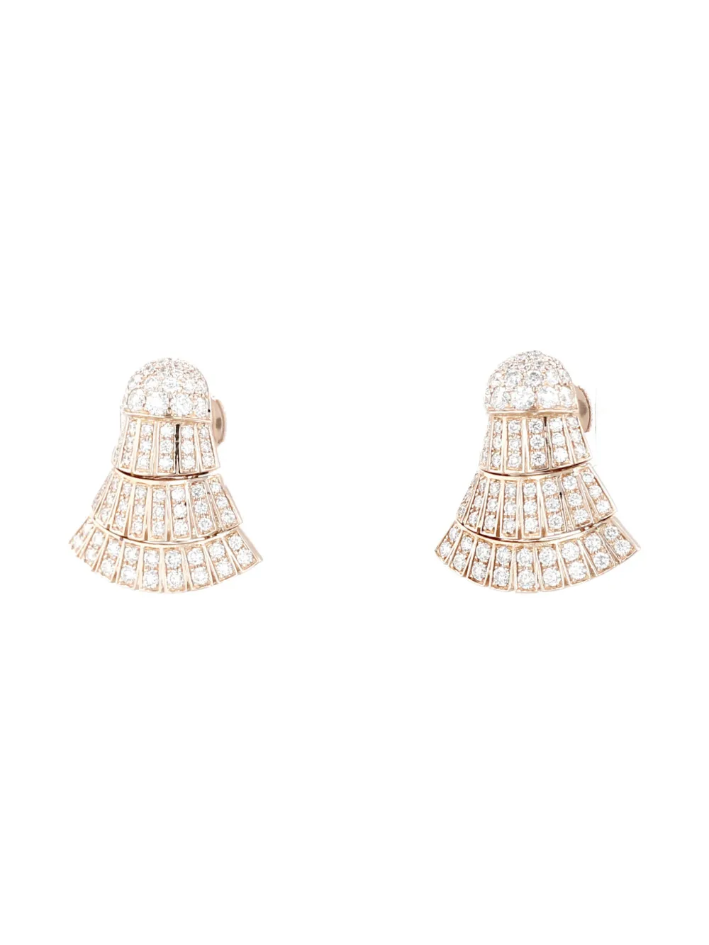 Pre-owned De Grisogono 18k Rose Gold Ventaglio Diamond-embellishment Earrings