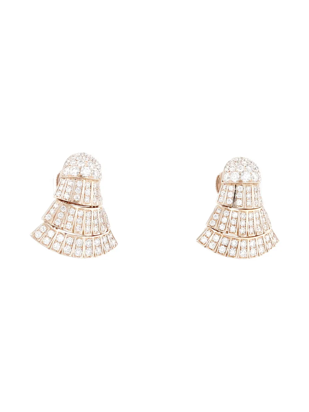 Pre-owned De Grisogono 18k Rose Gold Ventaglio Diamond-embellishment Earrings