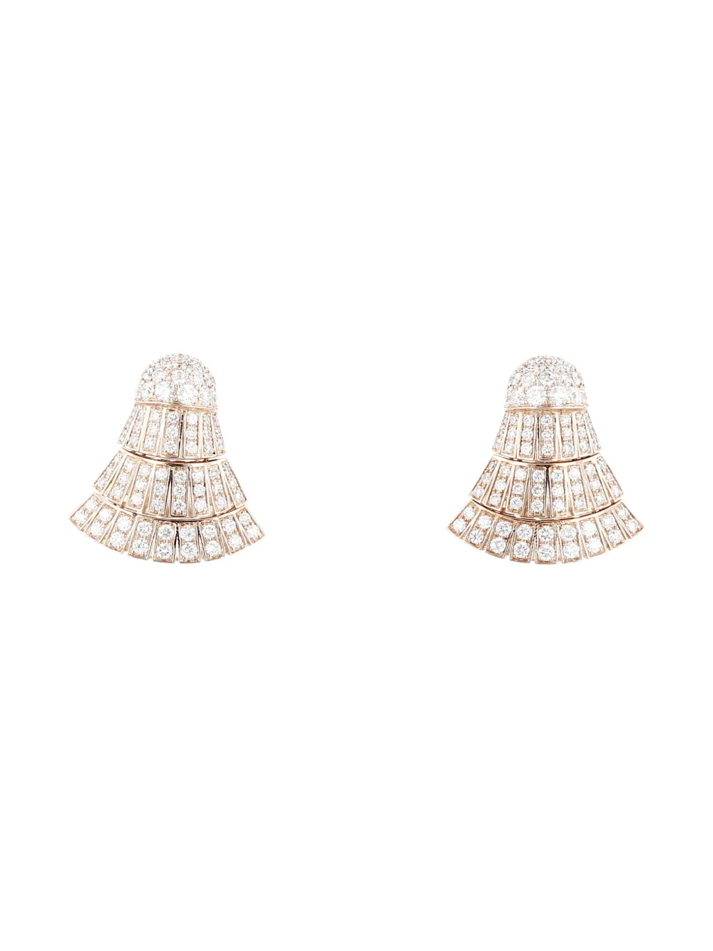 Pre-owned De Grisogono 18k Rose Gold Ventaglio Diamond-embellishment Earrings