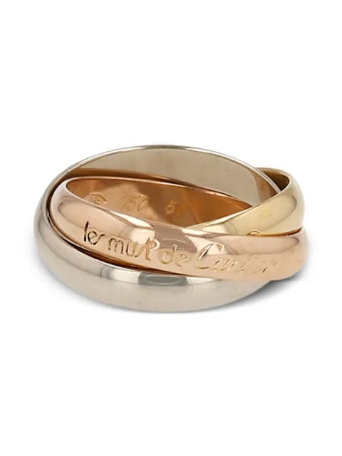 Cartier yellow gold, grey gold and rose gold engraved-logo ring