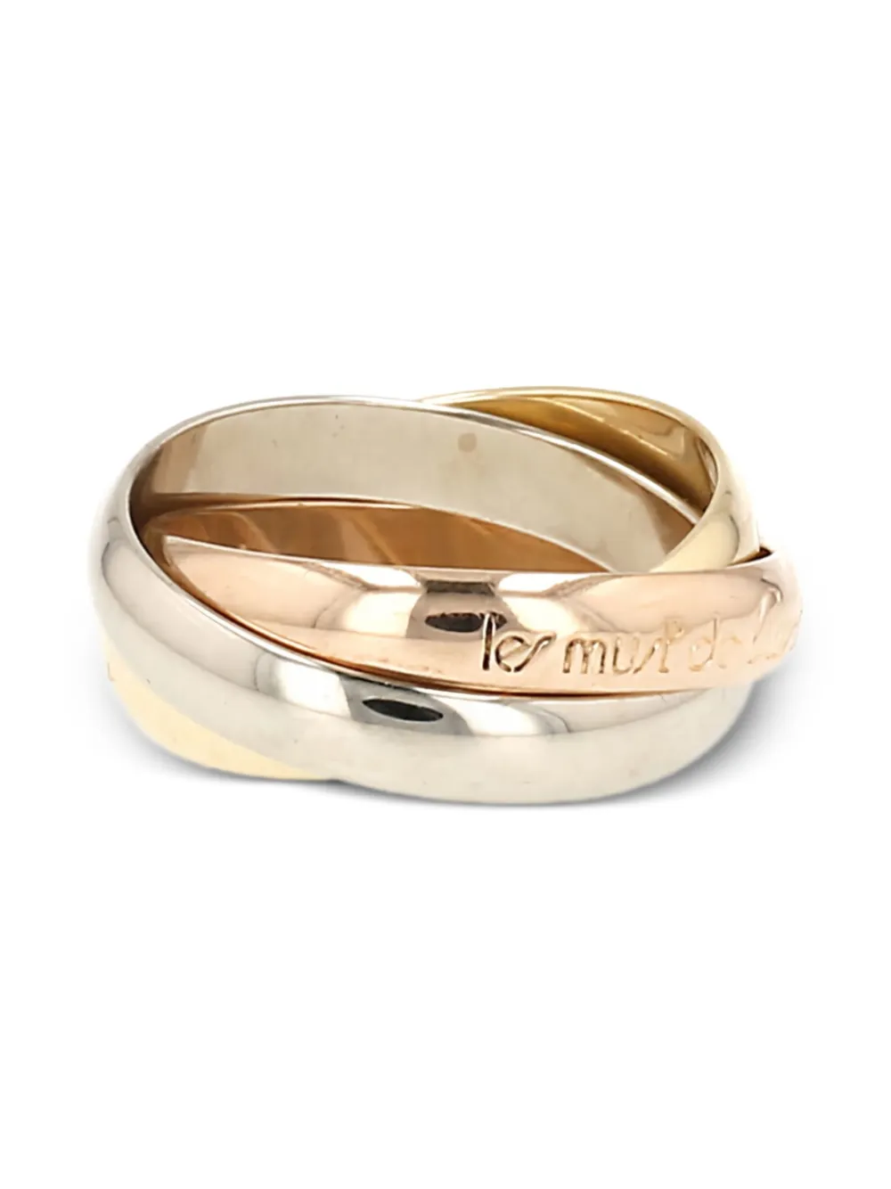 Cartier yellow gold, grey gold and rose gold engraved-logo ring | Women | Image 2