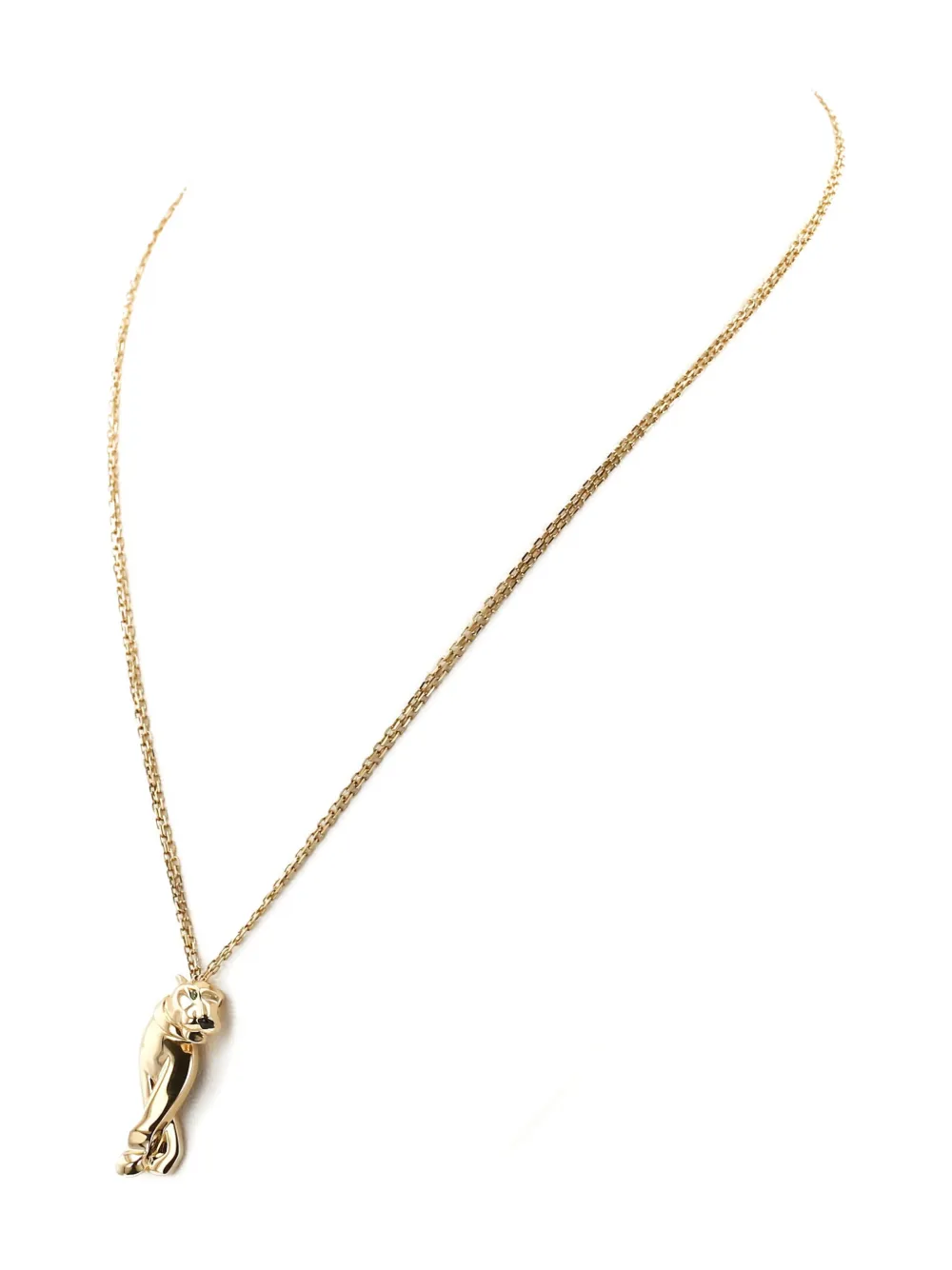 Pre-owned Cartier 2010s Yellow Gold Panthère Onyx And Tsavorite Necklace