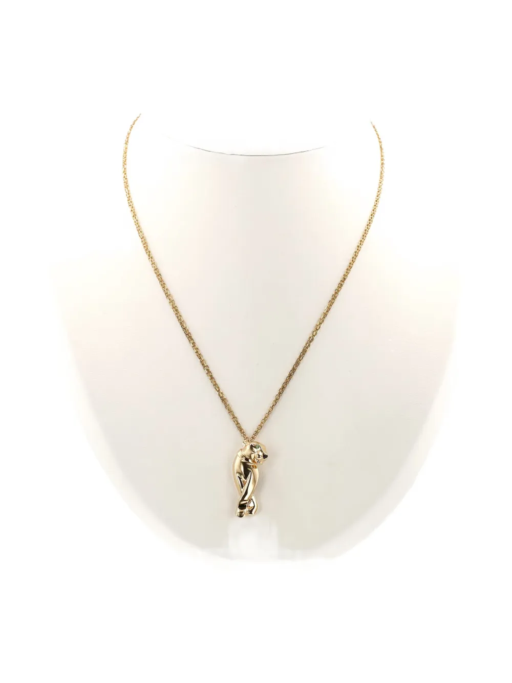 Pre-owned Cartier 2010s Yellow Gold Panthère Onyx And Tsavorite Necklace