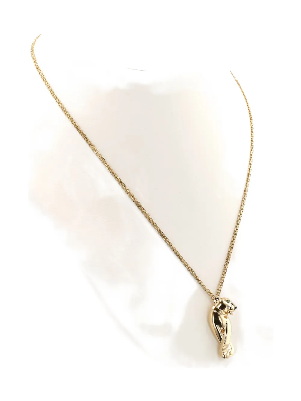 Pre-owned Cartier 2010s Yellow Gold Panthère Onyx And Tsavorite Necklace