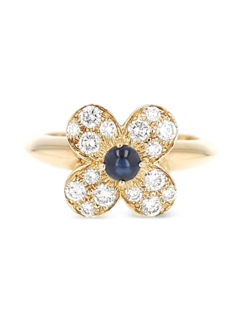 Van Cleef & Arpels Vintage yellow gold diamond and sapphire flower ring