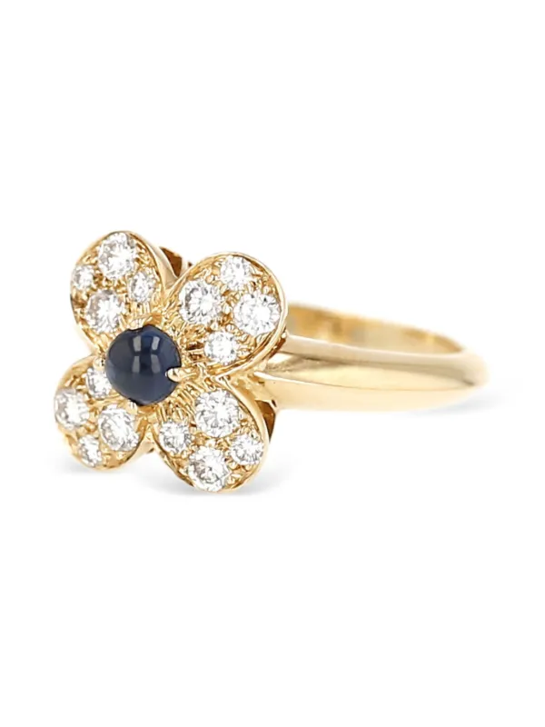 Van Cleef Arpels Vintage Yellow Gold Diamond And Sapphire Flower