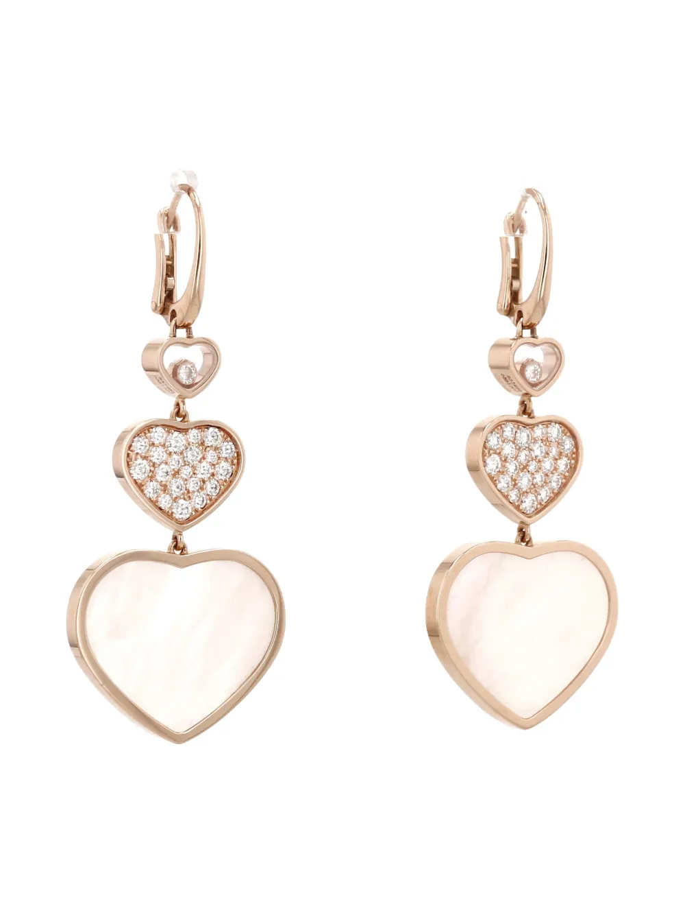 Pre-owned Chopard Rose Gold Happy Hearts Diamond Earrings