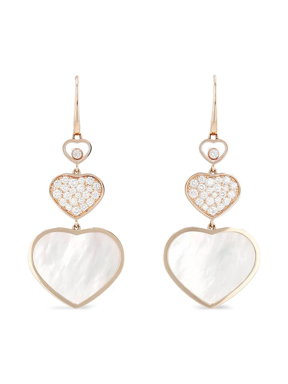 Chopard Pre-Owned Happy Hearts ダイヤモンド ピアス ローズゴールド - ゴールドトーン Chopard Pre-Owned Happy Hearts ダイヤモンド ピアス ローズゴールド - ゴールドトーン
