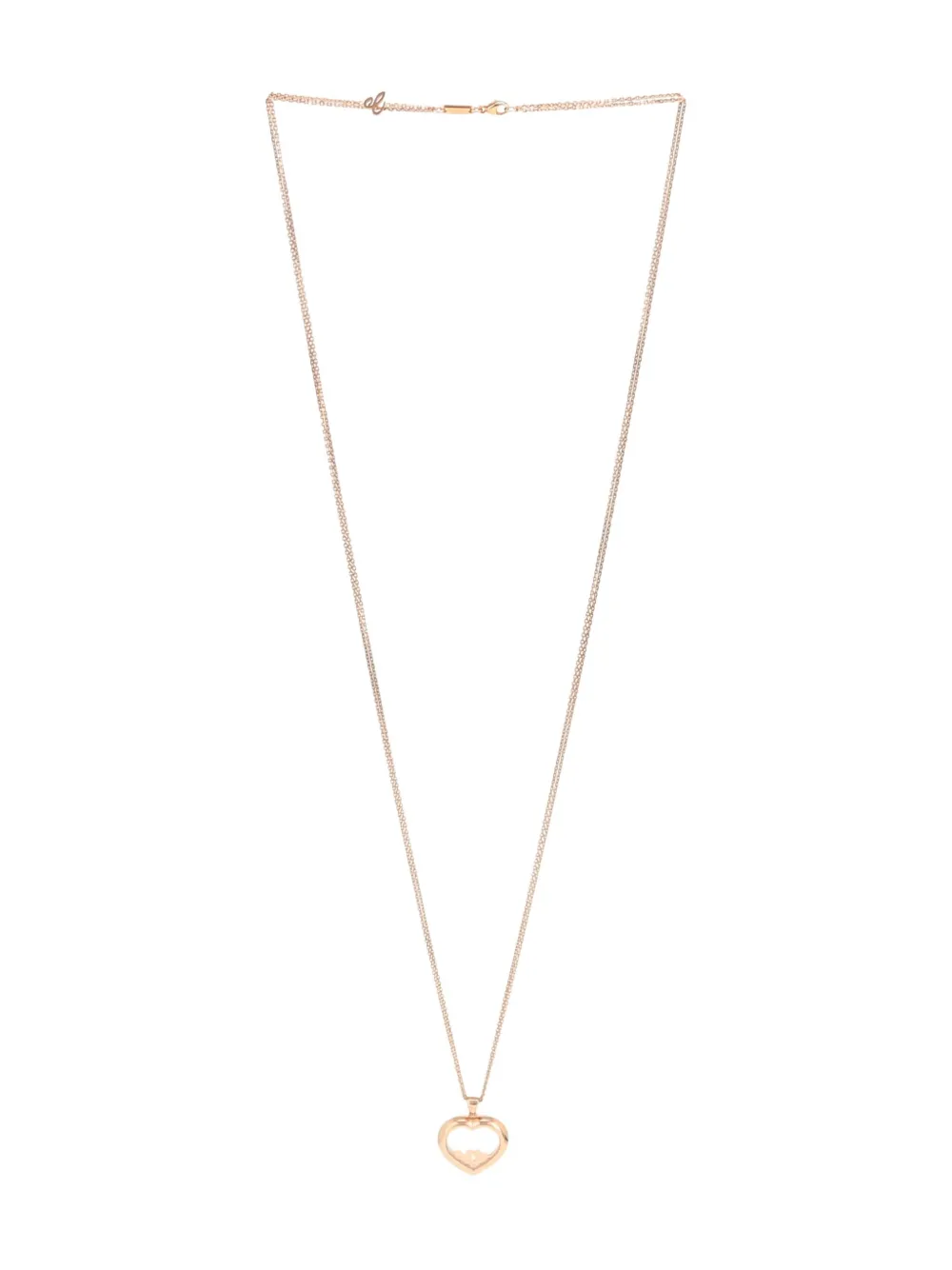 Pre-owned Chopard Pink Gold Happy Diamonds Diamond Heart Necklace