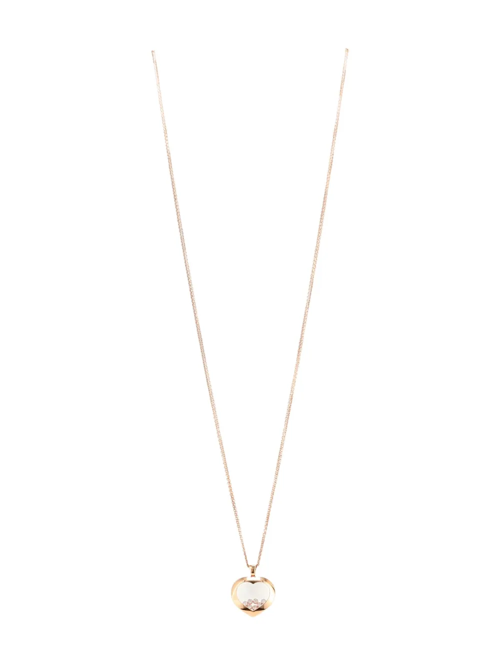 Pre-owned Chopard Pink Gold Happy Diamonds Diamond Heart Necklace