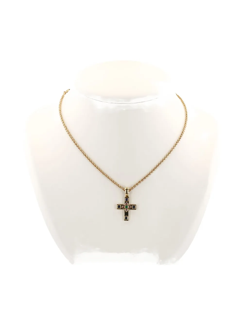 Cartier yellow gold Byzantine emerald ruby and sapphire cross pendant | Women | Image 2