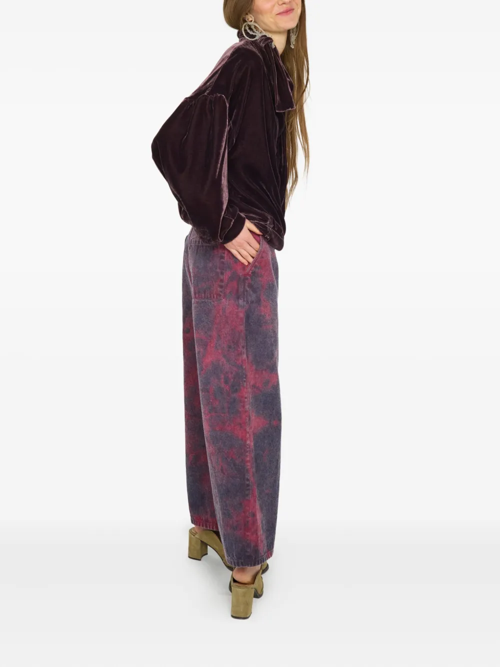 Anntian Tie-dye Wide-leg Jeans In Multi