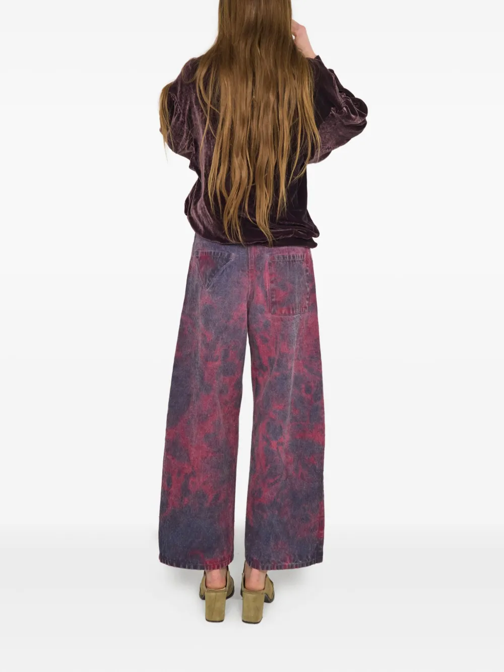 Anntian Tie-dye Wide-leg Jeans In Multi