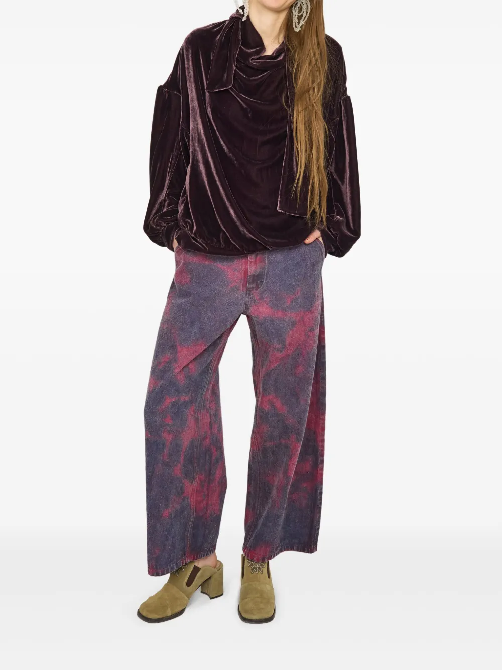 Anntian tie-dye wide-leg jeans | Pink | Image 1