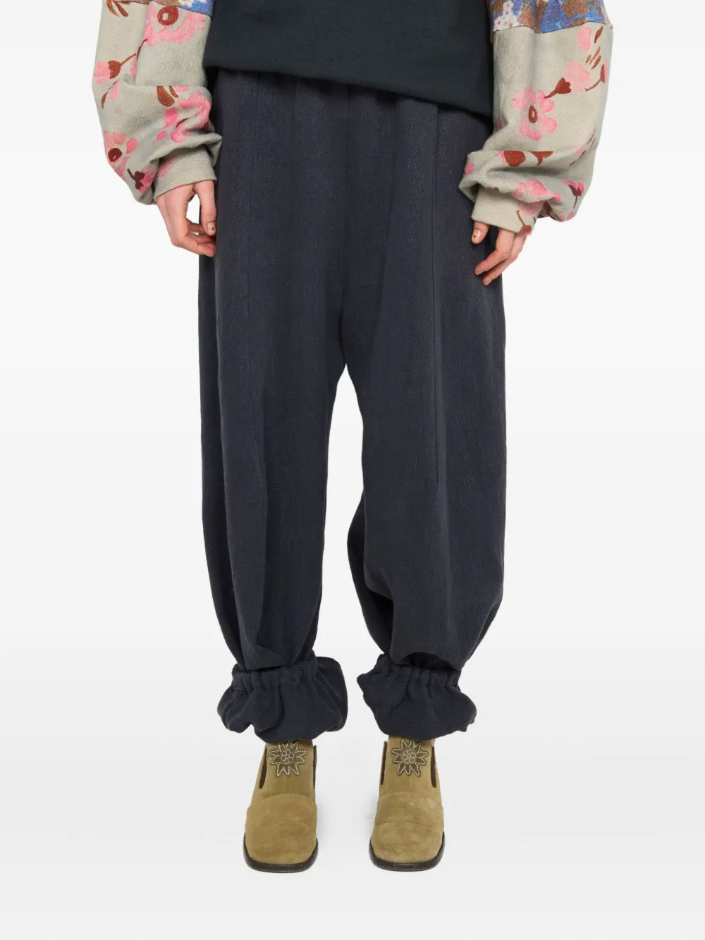 Anntian pleated hemp trousers | Black | Image 1