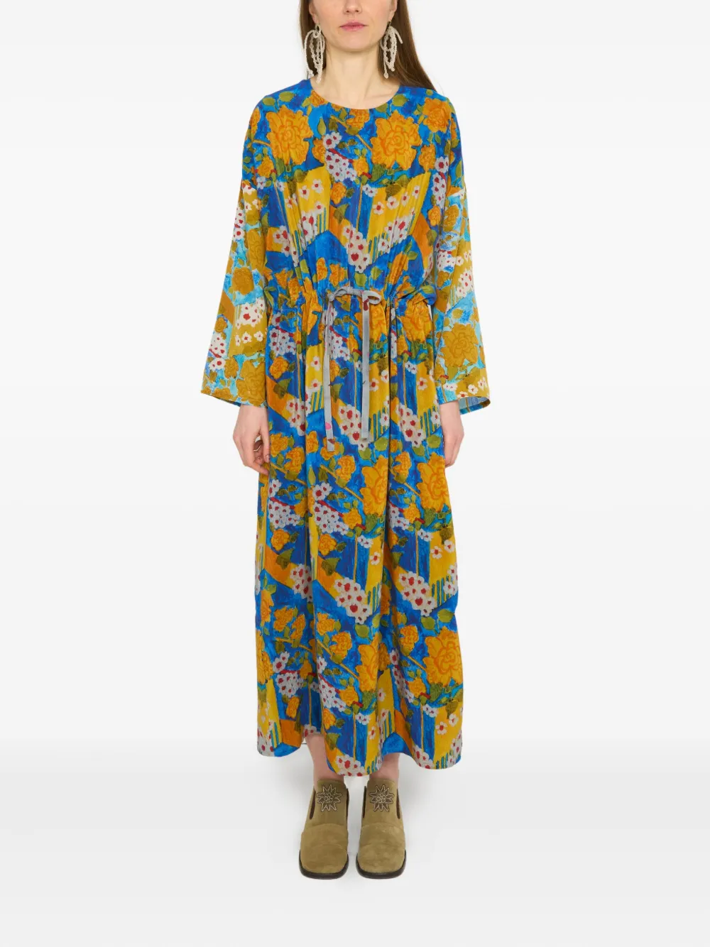 Anntian floral-print drawstring midi dress | Blue | Image 1