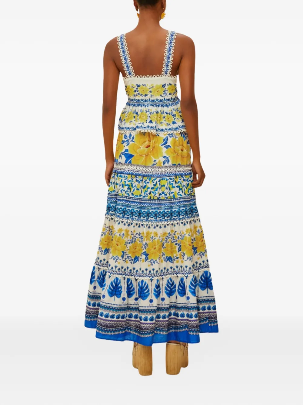 Farm Rio Zuli Floral-print Tiered Maxi Skirt In Multi