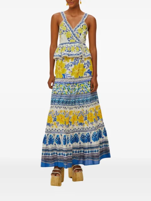 FARM Rio Zuli floral-print tiered maxi skirt