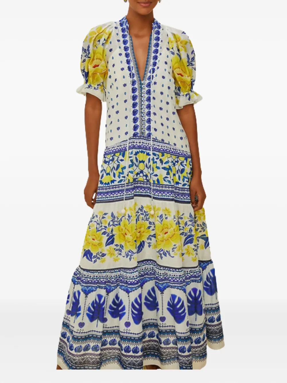 FARM Rio Zuli mosaic-print midi dress - Blauw