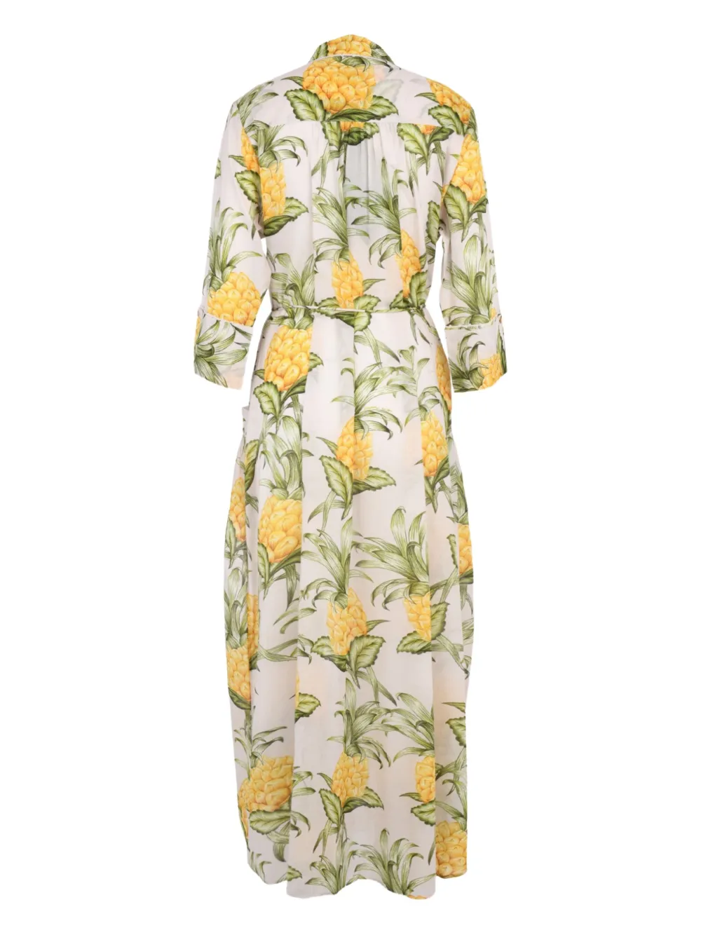 Farm Rio Pineapple-print Belted Dress In White