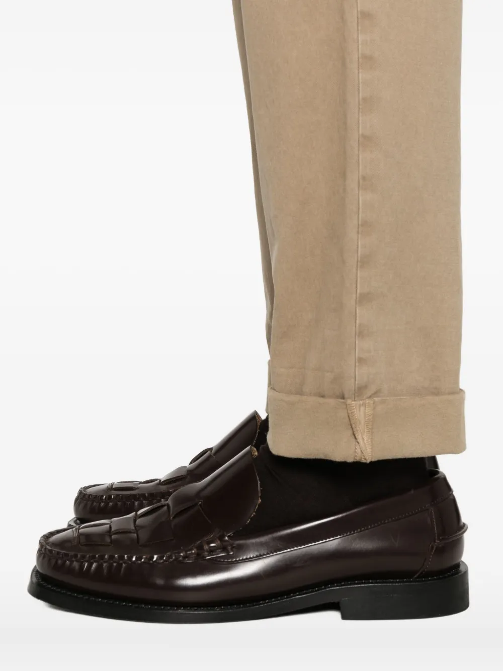 Mason's Turn-up Chino Trousers In Brown