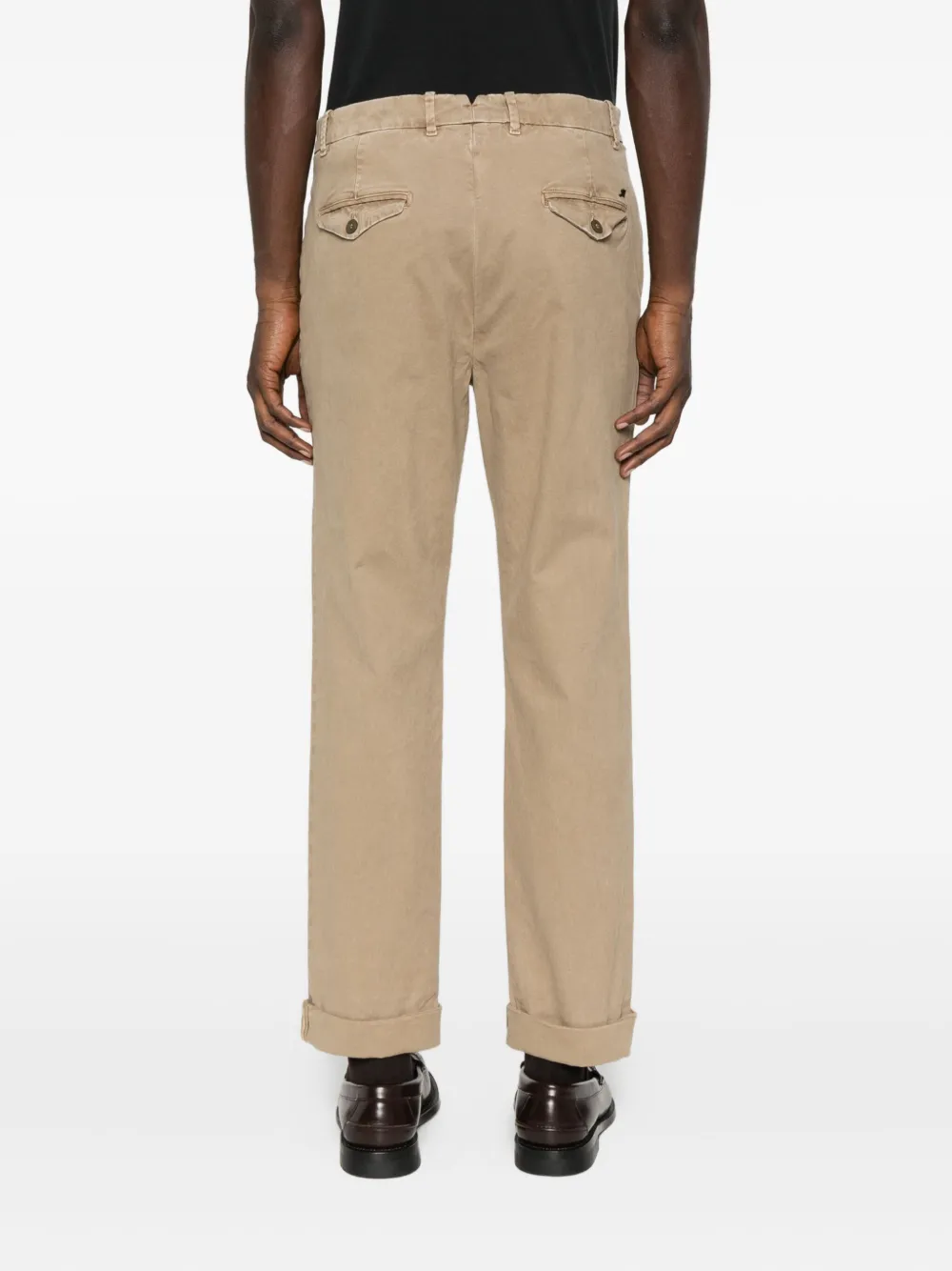 Mason's Turn-up Chino Trousers In Brown