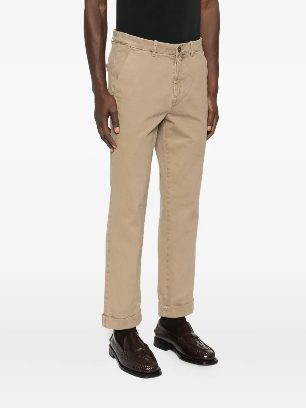 Mason's Turn-up Chino Trousers In Brown