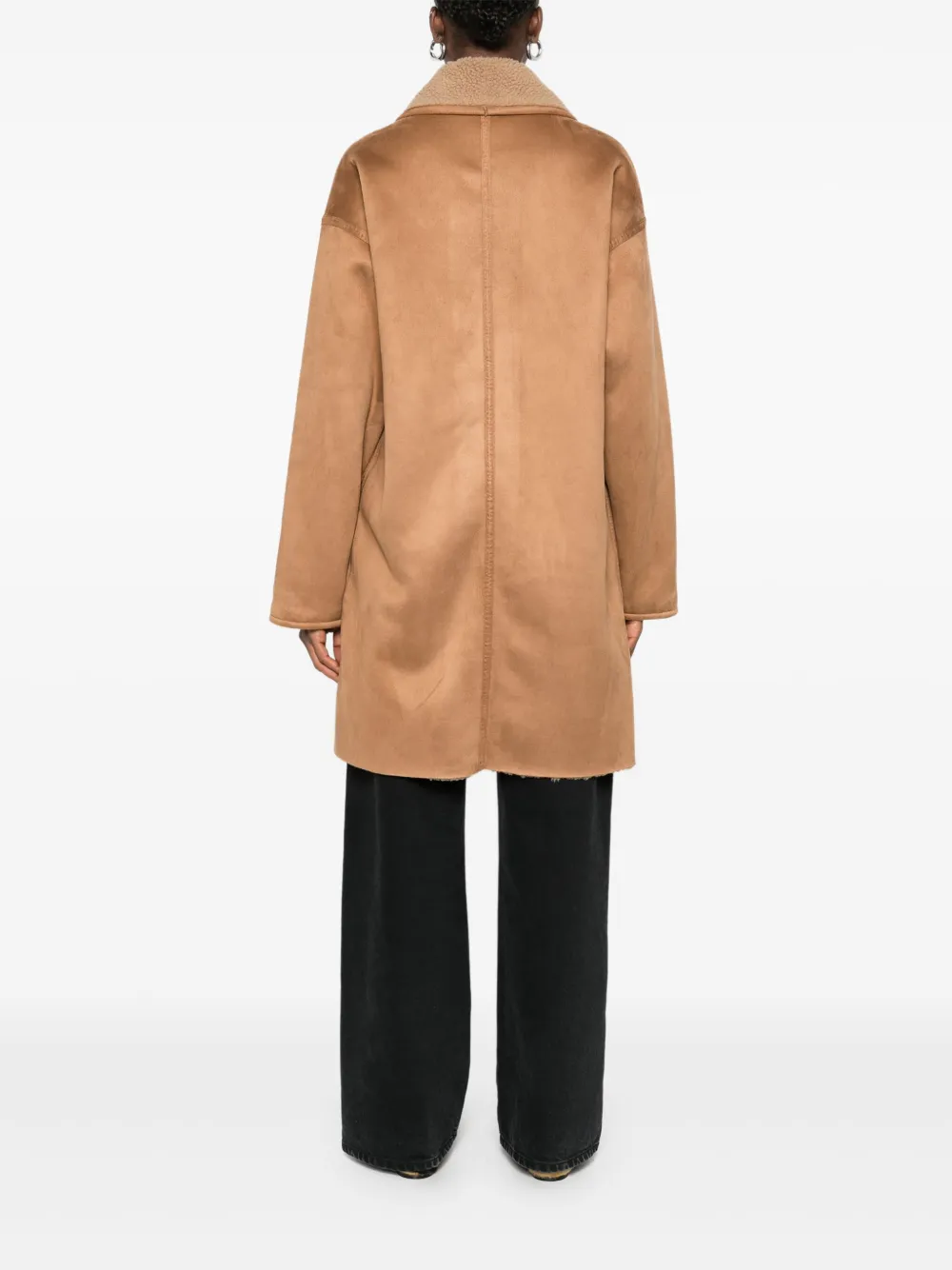 Betta Corradi Double-breasted Fleece-lined Coat In Brown