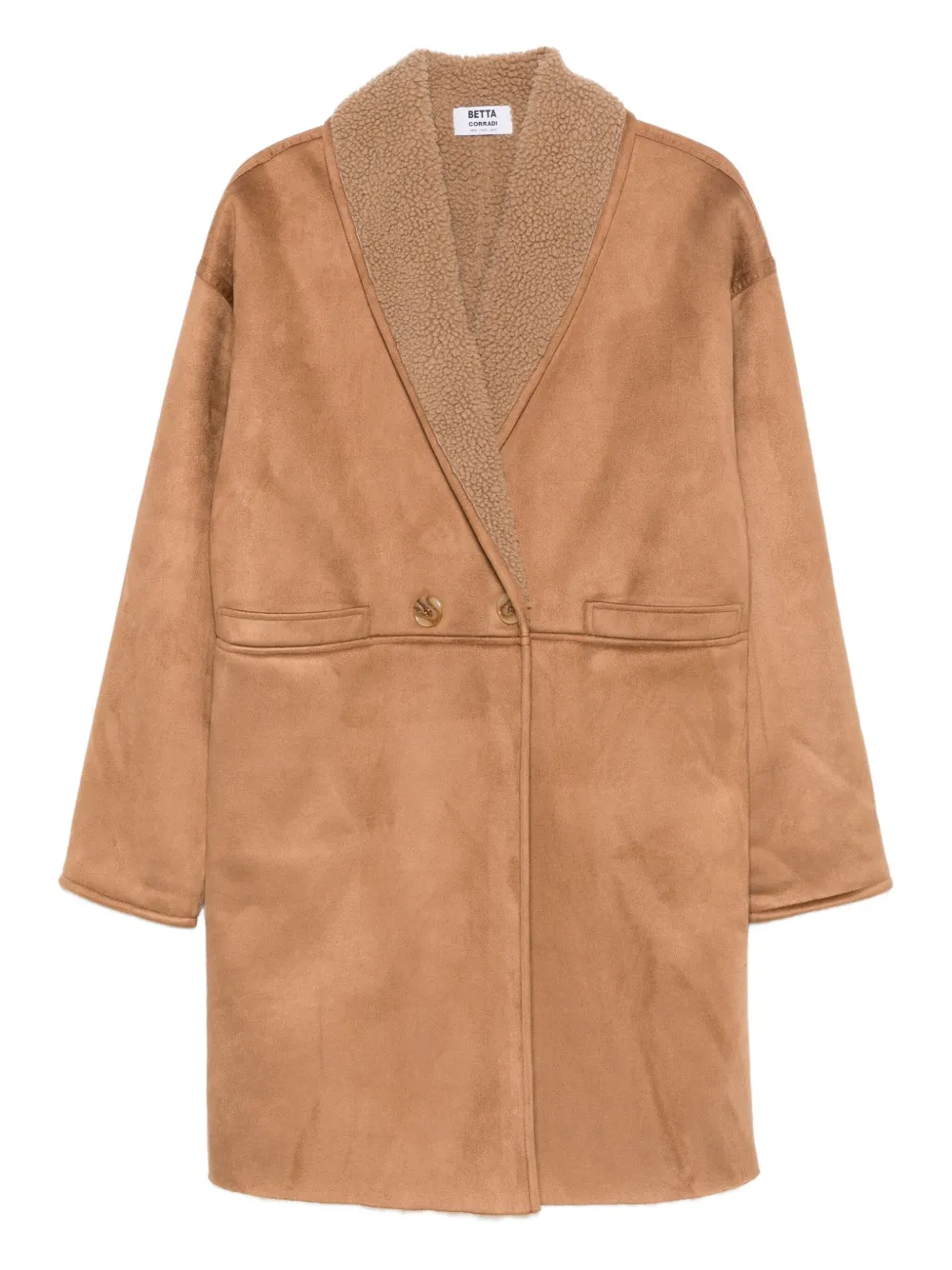Betta Corradi double-breasted fleece-lined coat | Brown | Image 1